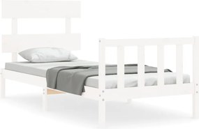 vidaXL Cadru de pat fără saltea, alb, 90x200 cm, lemn masiv pin