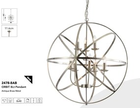 Lustra suspendata stil traditional Orbit 8Lt, alama antic