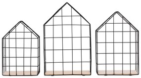 Set de 3 rafturi, natural/negru, AZURI