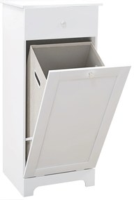 HOMCOM Mobilier de baie cu coș pentru rufe, mobilier de depozitare cu sertar - 40L x 40l x 90,5Î cm - alb | Aosom Romania