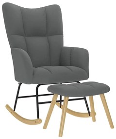 vidaXL Scaun balansoar cu taburet, gri închis, textil