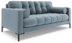 Canapea Bali Light Blue, 2 locuri/catifea/picioare negre