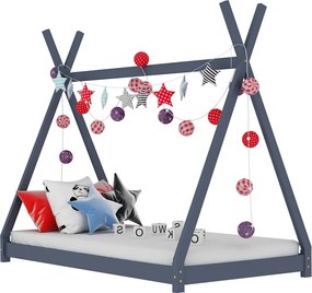 vidaXL Cadru pat de copii, gri, 70 x 140 cm, lemn masiv de pin