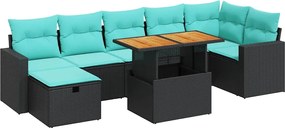 vidaXL Set canapele grădină cu perne 8 piese gri poliratan/lemn acacia