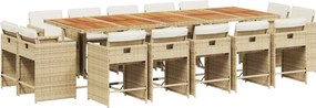 vidaXL Set mobilier de grădină cu perne, 15 piese, bej, poliratan