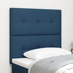 vidaXL Tăblie de pat capitonată cu nasturi, albastru, 100 cm, textil
