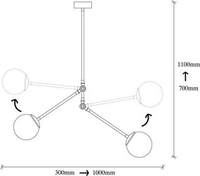 Lustră metalică cu abajur auriu Opviq lights Anatoli, alb
