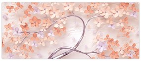 Tablou florilor de pom din coral - abstract (120x50 cm)