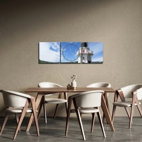 Tablou cu farurile Akaroa, Nooua Zeelanda (cu ceas) (90x30 cm)