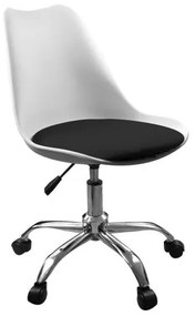 Scaun de birou, rotativ, alb cu sezut negru, 51x78/90 cm