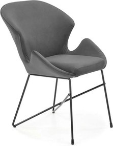 Scaun K458, gri/negru, stofa catifelata/metal, 57x62x82 cm