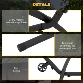 Outsunny Suport pentru hamac 9,5ft, Hamac portabil cu roti, Suport reglabil pentru plasa de hamac cu geanta de transport, pentru hamacuri stil plasa
