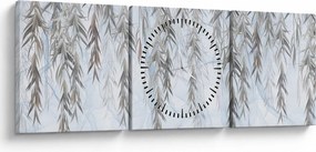 Tablou - Crenguțe de salcie fundal albastru (cu ceas) (90x30 cm)