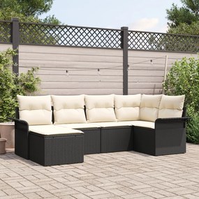 vidaXL Set de canapele pentru grădină cu pernă 6 pcs Negru Rattan poli