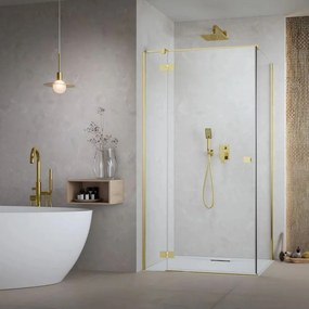 Cabina de dus dreptunghiulara cu usa batanta Radaway Essenza KDJ 100x90 cm auriu-transparent stanga
