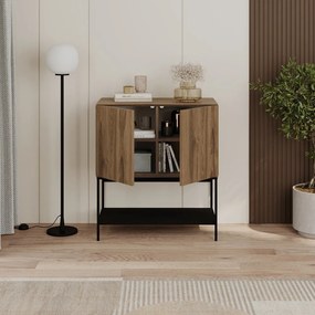 Dulap negru/în culoare naturală cu aspect de lemn de stejar 80x90x40 cm Amira – Marckeric