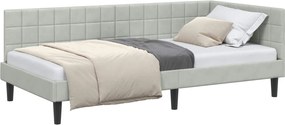 vidaXL Cadru de pat colțar Gri deschis 90 cm x 200 cm Catifea