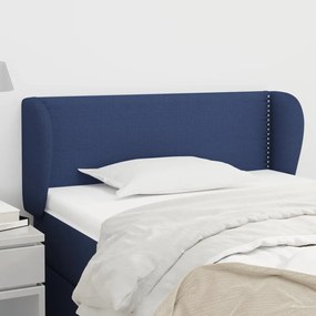 3117000 vidaXL Tăblie de pat cu aripioare, albastru, 103x23x78/88 cm textil