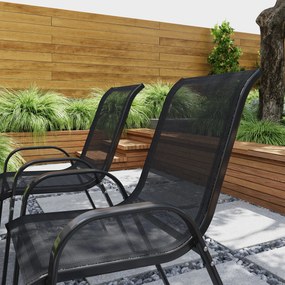 Outsunny Set de 4 Scaune Suprapozabile cu Spătar Înalt și șezut din Plasă, 54x71x93 cm, Negru | Aosom Romania