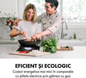 Klarstein Goldflame Domino, plită pe gaz, 2 arzătoare din aramă, ceramică din sticlă