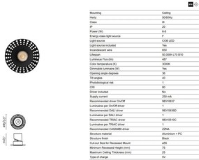 Spot LED incastrabil tavan orientabil trimless LOX 3000K negru