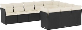 vidaXL Set canapele de grădină cu perne, 10 piese, negru, poliratan