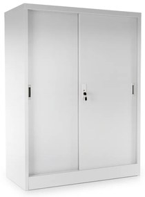 Dulap metalic universal mediu cu uși glisante 90 x 40 x 120 cm, încuietoare cilindrică, gri - ral 7035
