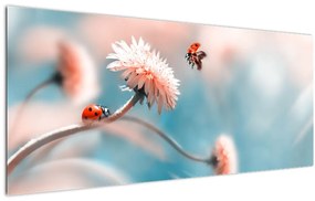 Tablou - Buburuze pe floare (120x50 cm)