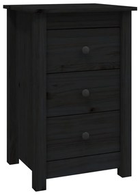 813707 vidaXL Noptieră, negru, 40x35x61,5 cm, lemn masiv de pin