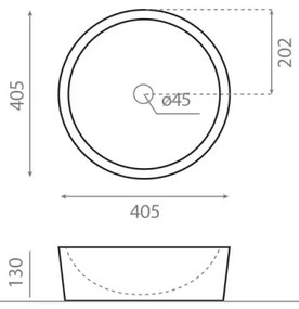Bathco 00308 - Lavoar DUAL pentru montaj pe blat, Ø 40,5 cm, finisaj piatră/gri