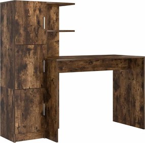 vidaXL Birou 2 pcs Stejar fumuriu