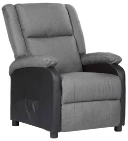 329487 vidaXL Fotoliu rabatabil, gri deschis, piele ecologică și textil