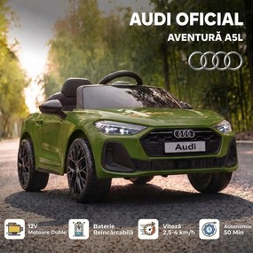 AIYAPLAY Mașină Electrică pentru Copii 12V Audi A5L cu Telecomandă, Baterie cu Litiu, 2 Motoare, Telecomandă, Verde | Aosom Romania