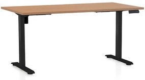 Masa inaltime reglabila OfficeTech B, 160 x 80 cm, bază neagră, fag
