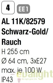 Stalp iluminat exterior stil clasic IP43 HP255 Puchberg AL 11K/82579 schwarz-gold/rauch OR
