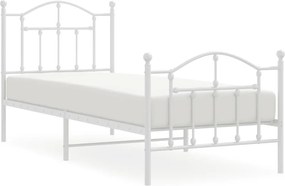 vidaXL Cadru de pat metalic cu tăblie de cap/picioare, alb, 80x200 cm