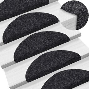 vidaXL Covorașe autoadezive pentru scări, 15 buc., 56x17x3 cm, negre, semirotunde