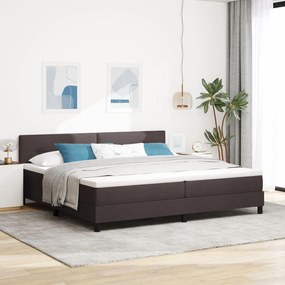 vidaXL Pat cu somieră cu saltea maro închis 200x200 cm din țesătură