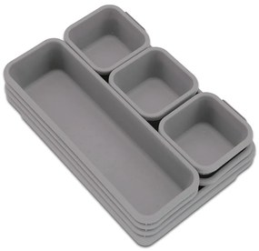 Organizatoare de sertare din plastic gri în set de 8 - Addis