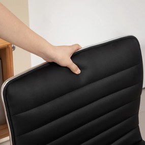 HOMCOM Scaun Ergonomic de Birou din Piele Ecologică cu Înălțime Reglabilă, Șezut Rotativ și 5 Rotile, 48x52x90 cm, Negru | Aosom Romania