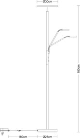 Globo 59093N - Lampă de podea cu LED dimabilă STANFORD 28W/230V + 5W 3000K crom lucios