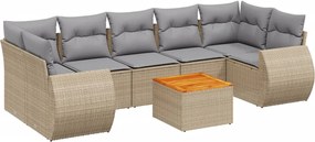 vidaXL Set canapele de grădină, 8 piese, cu perne, bej, poliratan