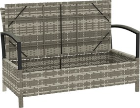 Outsunny Bancă cu depozitare 2 locuri bancă cu perne și mânere 125 L Poly Rattan 123 x 70 x 82 cm Gri închis | Aosom Romania