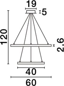 Lustra LED suspendata design circular EMPATIA D-60/40cm aurie