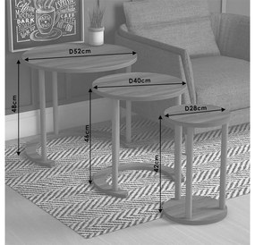 Set 3 măsuțe laterale Finley Pakoworld maro