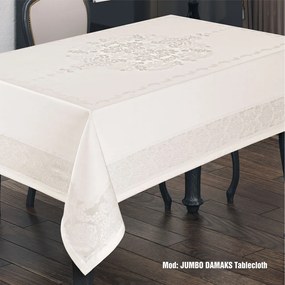 Fata de masa Damasc Teflonata, impermeabila, 160x220 cm, Bej, Jumbo