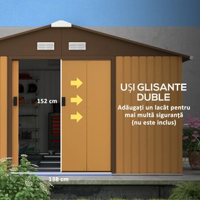 Outsunny Magazie de Unelte, Căsuță din Oțel Galvanizat, Șopron de Grădină pentru Organizare și Depozitare, 3.4x3.86x2 m, Galben | Aosom Romania