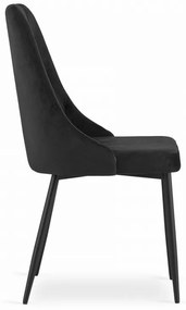 Set de sufragerie 1+4, masa neagra cu decor stejar auriu MADO 120x80cm si scaun de sufragerie din catifea neagra IMOLA