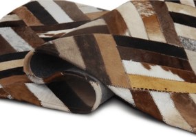 Covor de lux din piele, maro/negru/bej, patchwork, 170x240 , KOŽA TYP 2
