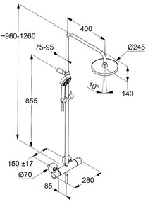 Coloana dus Kludi Logo THM Dual Shower System termostatic, negru mat - 6808239-00